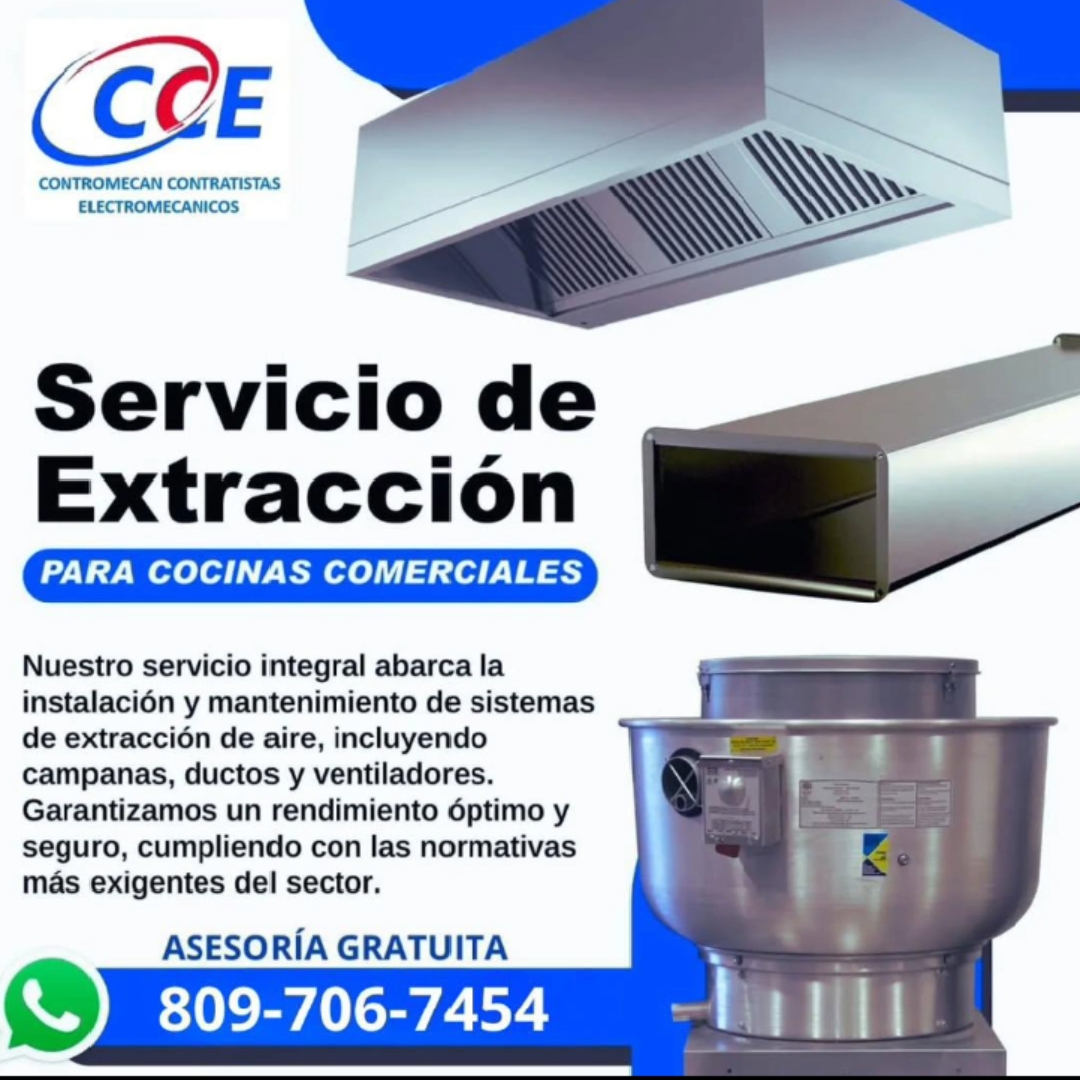 Sistema de extracción de humo y grasa en cocina industrial en República Dominicana