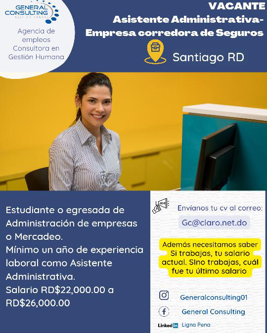 Asistente Administrativa Santiago - Gestión Contable